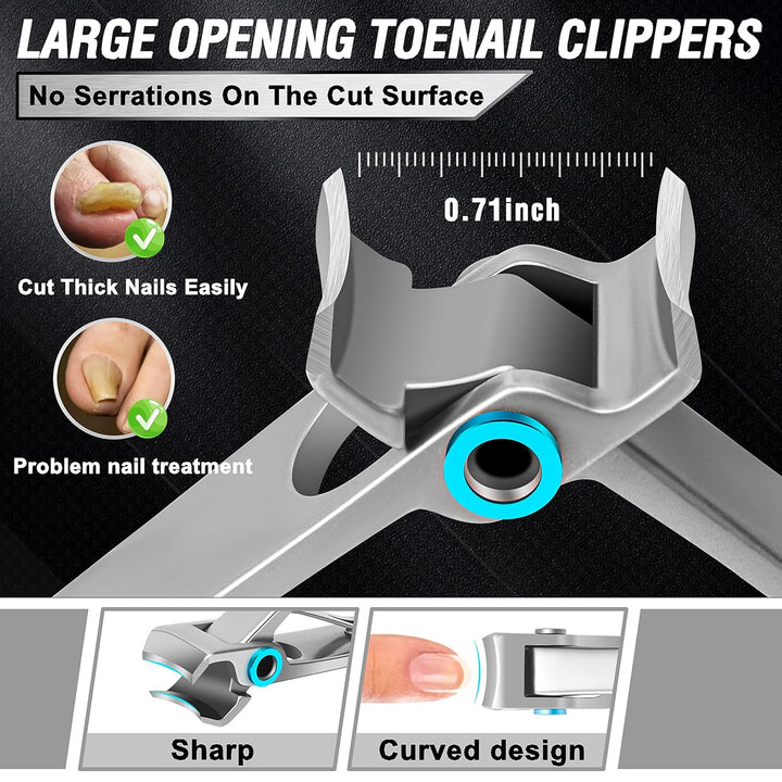 Toenail Clippers for Seniors Thick Toenails,  Heavy Duty Toe Nail Clippers Adult Thick Nails Long Handle, Large Toenail Clippers for Thick Nails 7Pcs