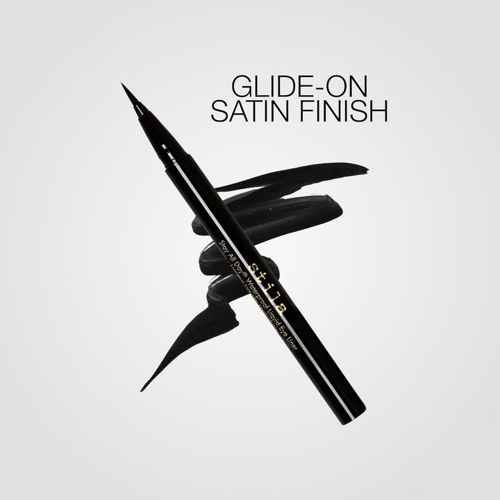 Waterproof Liquid Eye Liner, Stay All Day Makeup with Fine Brush Tip Lasting Satin Finish, Smudge-Proof & Transfer-Resistant
