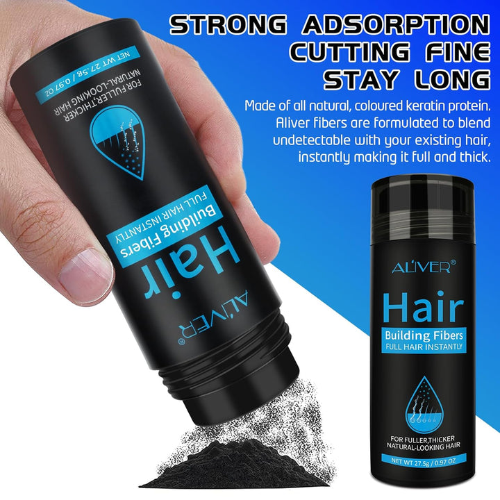 Hair Fibers for Thinning Hair - Black - 27.5Gr,Undetectable Natural Formula, Thicker Fuller Hair in 15 Seconds, Conceals Hair Loss, Look Younger, for Men & Women Patchy Bald Spot,Crown