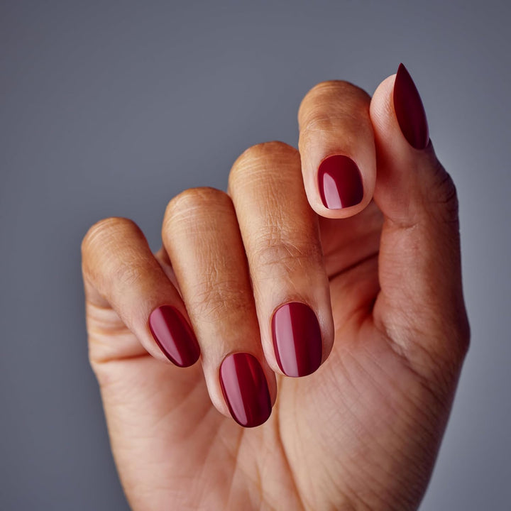 Gel Fantasy, Press-On Nails, Nail Glue Included, 'One Call', Red, Short Size, Oval Shape, Includes 28 Nails, 2G Glue, 1 Manicure Stick, 1 Mini File