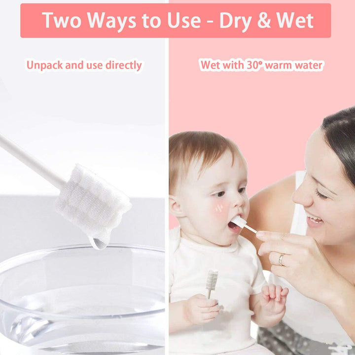 Baby Tongue Cleaner, 42Pcs Disposable Infant Toothbrush, Gauze Gum Cleaner Baby Oral Cleaning Stick Dental Care for 0-36 Months + Free 1 Finger Toothbrush