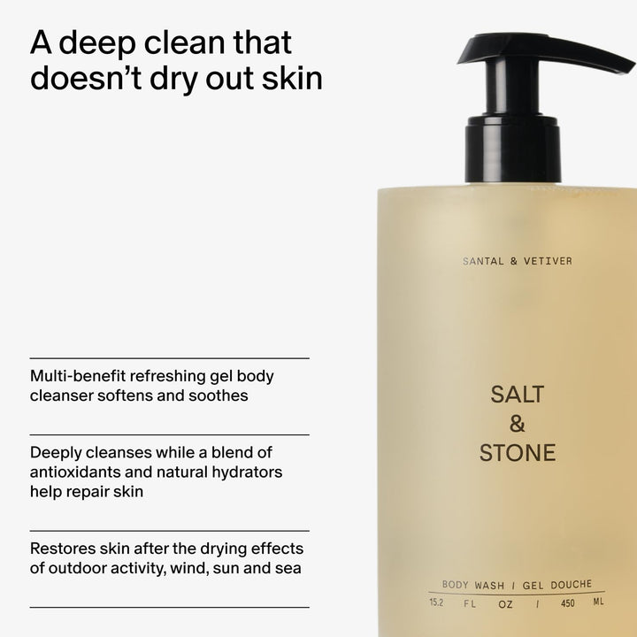 Antioxidant-Rich Body Wash - Santal & Vetiver | Cleanse, Nourish & Soften Skin with Niacinamide & Hyaluronic Acid | Free from Parabens, Sulfates & Phthalates (15.2 Fl Oz)