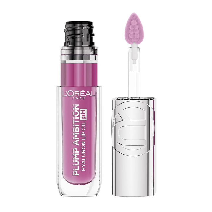 Plump Ambition Ph Hyaluron Lip Oil, Color Shifting Lip Tint with 24HR Hydration, Volumizing Shine and Lasting Color, 050 Ph Lilac
