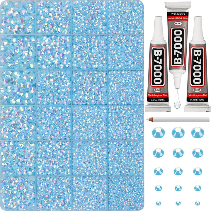 30000Pcs Resin Jelly Rhinestones for Crafting Bedazzling, Multicolor 3Mm Flatback Gems for Crafts Clothing Clothes Tumblers Shoes Nails, Flat Back Mixed Color Bulk Bedazzler Kit Jewels with B7000 Glue