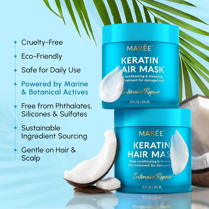 Deep Conditioning Hair Mask for Damaged Hair Treatment - Keratin Hair Care for Hydrating Growth Repair Moisturizing - Dry Curly Color Refreshing - Tratamiento Mascarilla Para El Cabello Seco