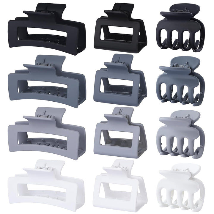 3 Styles Hair Clips for Women Small Medium Big Claw Clips for Thin Thick Hair 12 Pcs Hair Claw Clips Hair Clips Combination Hair Accessories for Women (Brown)