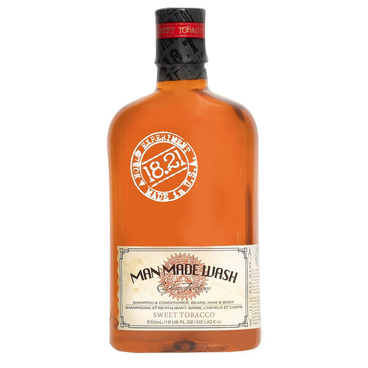 18.21 Man Made 3-In-1 Body Wash, Shampoo, & Conditioner for Men, All Hair & Skin Types, Strengthens and Moisturizes in a Manly Aroma, 18Oz