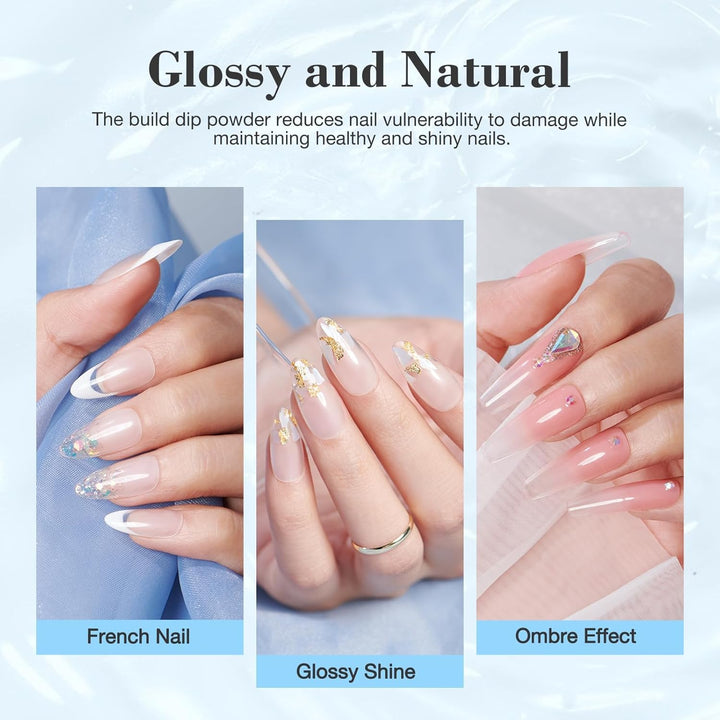 Clear Dip Powder for Nails, Essential Dipping Build Powder for 28+ Long-Lasting Nail Art Manicure Salon DIY at Home with Transparent Crystal Color, 28G/1Oz