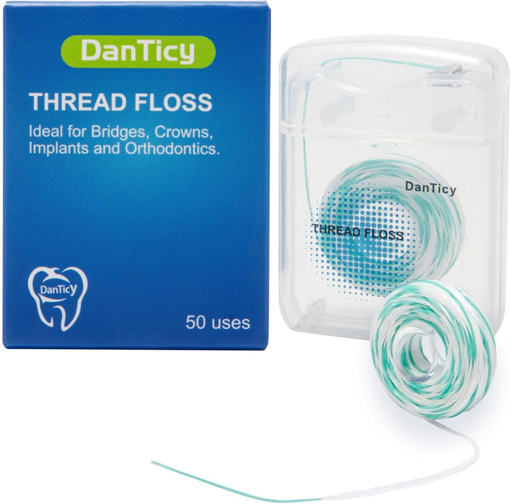 840D Fluffy Floss Threaders,Deep Clean Dental Floss for Braces, Bridges, and Implants,Super Floss Pre-Cut (100 Count (Pack of 2))