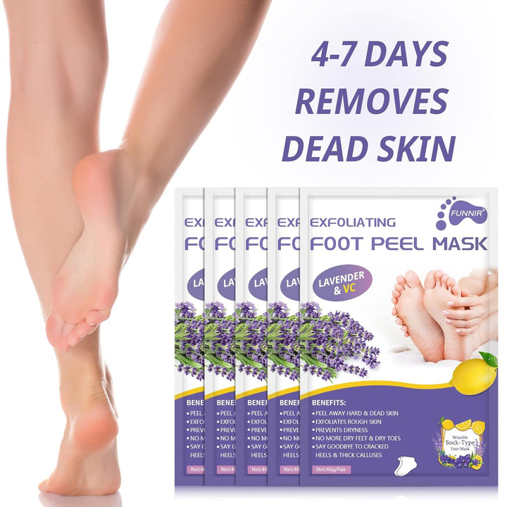 Foot Peeling Mask (5 Pack) Exfoliant for Peeling off Calluses, Natural Exfoliator for Dry Dead Skin, Callus, Repair Rough Heels Soft Smooth Touch