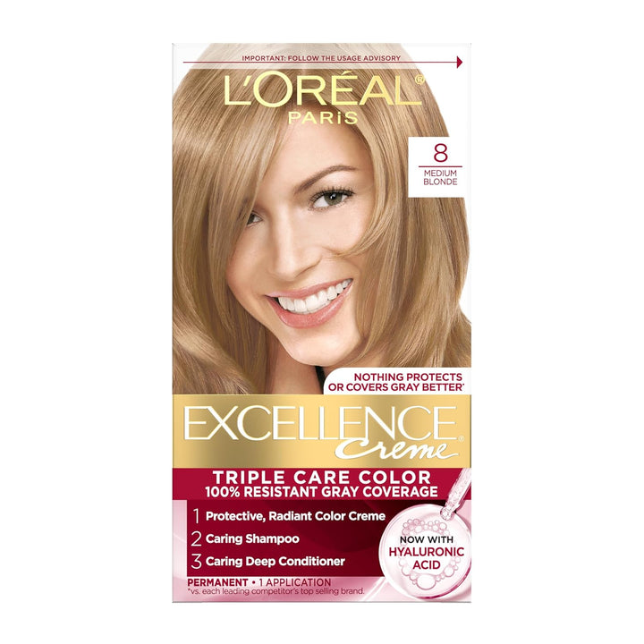 Excellence Crème Permanent Hair Dye, Triple Care Hair Color with Pro-Keratine Complex for 100% Gray Hair Coverage, 4 Dark Brown, 1 Kit