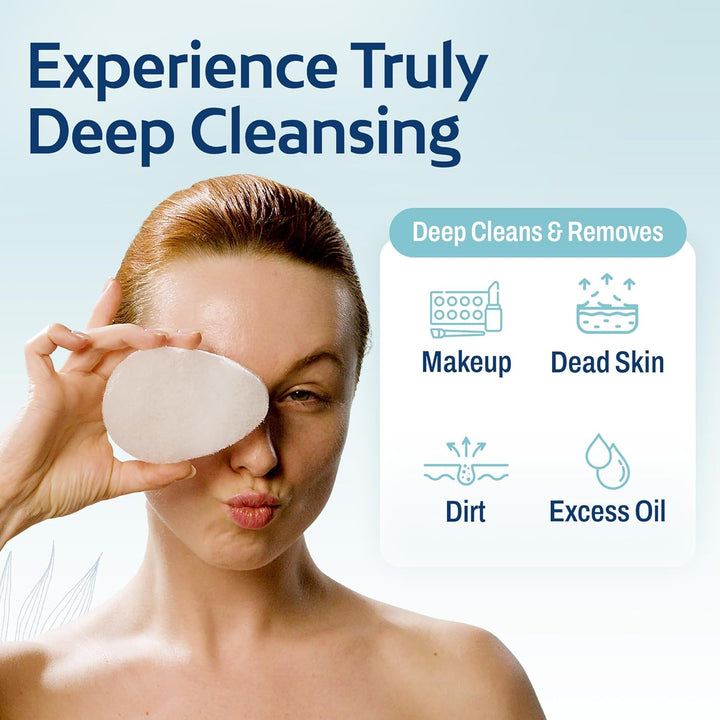 [10 Pack] Regular Exfoliating Facial Sponge for Face - Daily Cleansing Face Scrubber - Buf Dirt Away with Puf Styled Reusable Face Pads for Removing Makeup, Dirt, and Dead Skin - Made in USA