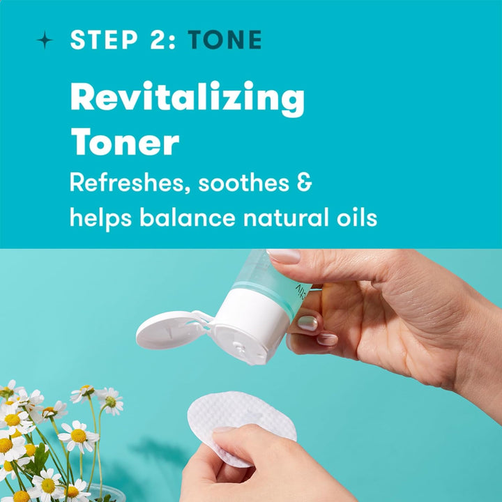 3 Step Acne Treatment - Benzoyl Peroxide Face Wash, Repairing Acne Spot Treatment for Face and Body, Exfoliating Toner - 30 Day Complete Acne Skin Care Kit