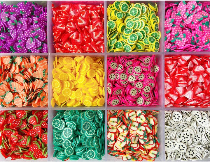 16800Pcs Fruit Slices Fruit Nail Art Slices Polymer Clay Slice Nail 3D Polymer Slice Colorful DIY Nail Art Supplies for DIY Crafts （24 Styles）