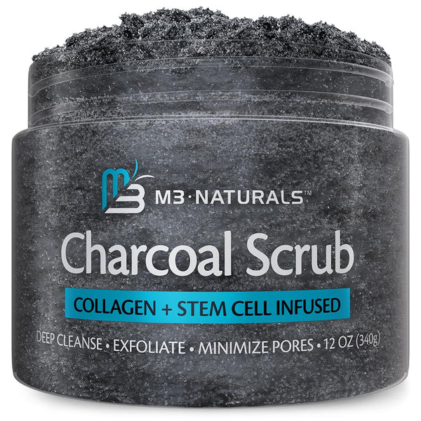 Exfoliating Charcoal Scrub with Collagen & Stem Cells – Salt Scrub for Body Toning, Cellulite, Armpit Detox, and Skin Smoothing for Face, Feet, and Body by .