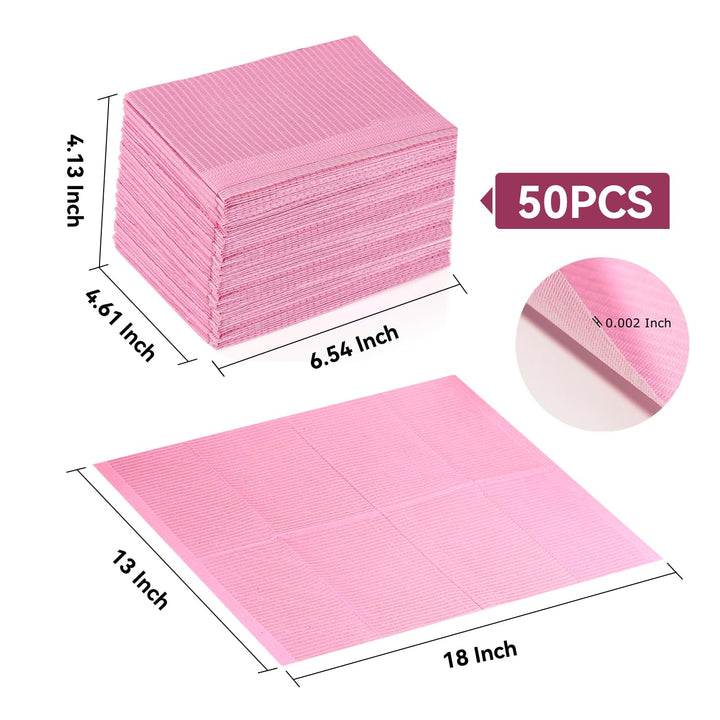 Disposable Nail Mats: 50Pcs Pink Fordable Nail Paper Towels for Table Acrylic Nail Practice Sheet 3 Ply Waterproof Nail Art Table Mats Clean Pads for Salon Manicure Tattoo