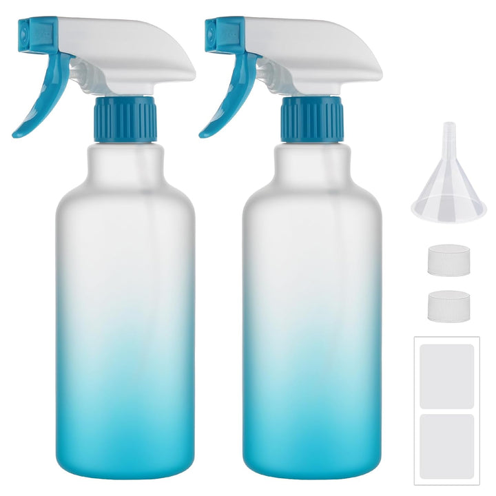 Plastic Spray Bottles Empty Spray Bottle 16.9Oz/500Ml 2 Pack Heavy Duty Spraying Bottles Mist/Stream Water Bottle for Cleaning Solutions, Essential Oils, Hair (Clear)