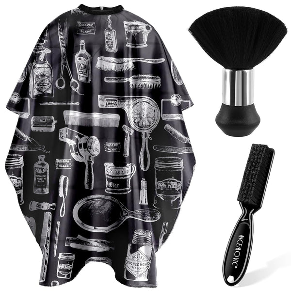 Hair Cutting Barber Cape for Men Women Kids with Neck Duster Brush and Barber Brush, Professional Barber Accessories Cleaning Supplies for Salon Haircut Styling