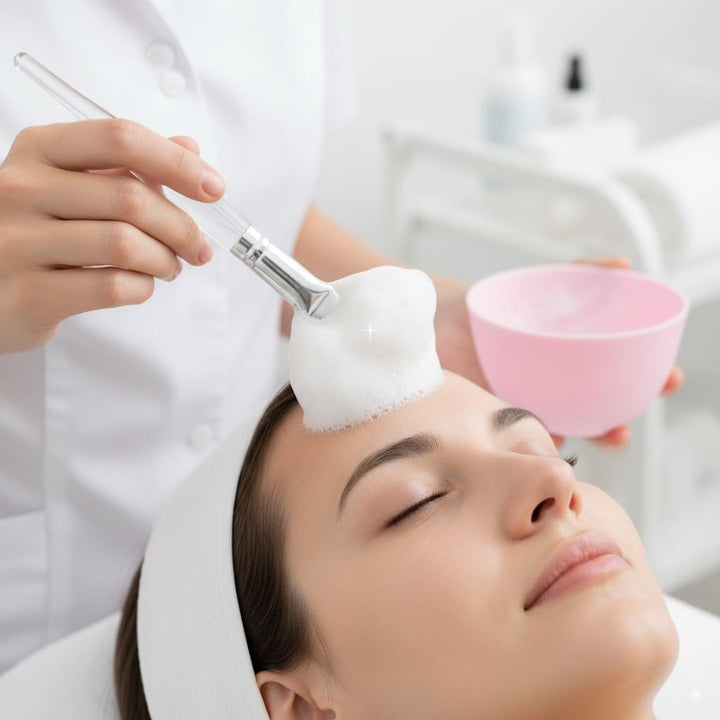 Natural Fluffy White Goat Hair Soft Fan Brush for Skincare and Esthetician (Large)