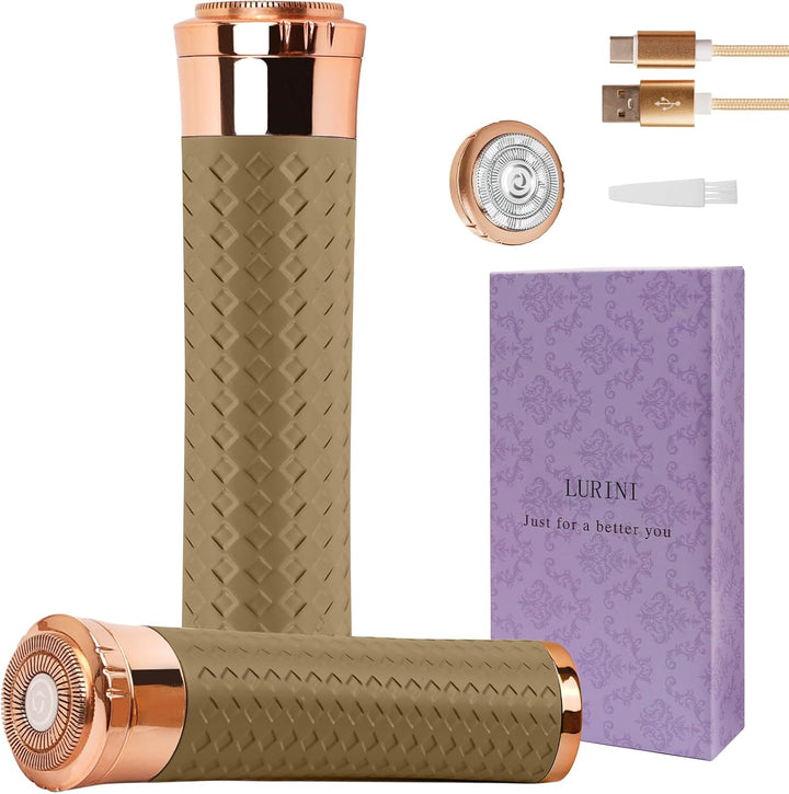 Facial Hair Removal for Women, Painless Rechargeable Hair Removal Device, Comes with 2 Replacement Heads, Portable Electric Shaver/Razor for Face, Chin, Upper Lip, Arms and Peach Fuzz (Purple)