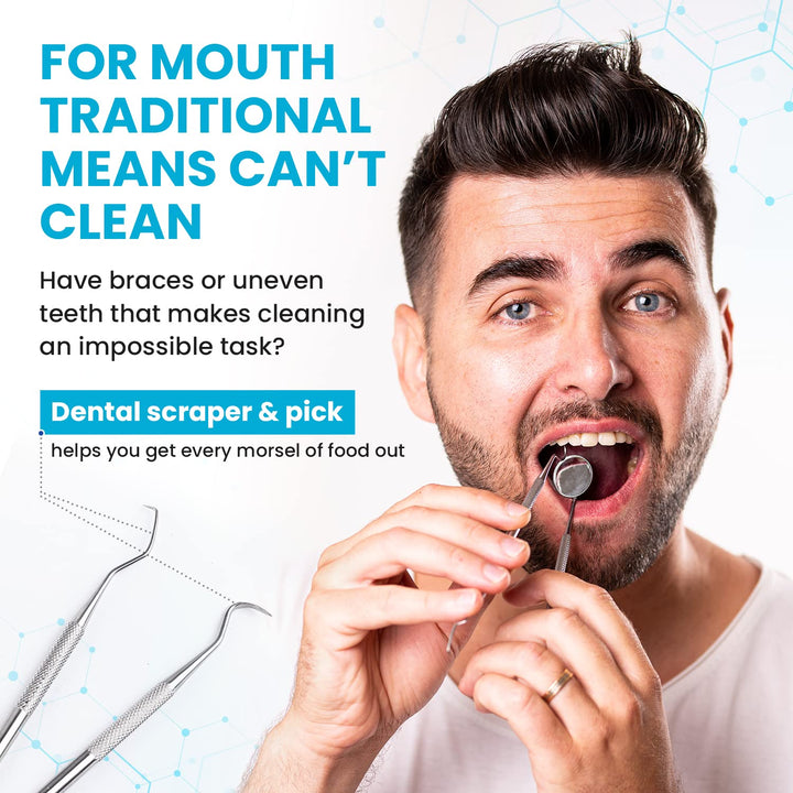 Dental Tools, Dental Pick for Teeth Cleaning Tools – Plaque Remover for Teeth with Teeth Cleaning Kit - Stainless Steel Dental Mirror for Teeth, Scraper and Scaler, (Aqua)