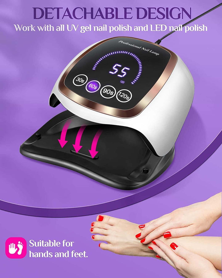 UV LED Nail Lamp,  Upgrade 180W Nail Dryer for Gel Polish with LCD Display, Auto Sensor and 4 Timer Settings, Professional Curing Lamp Light with 42 Beads for Salon and Home