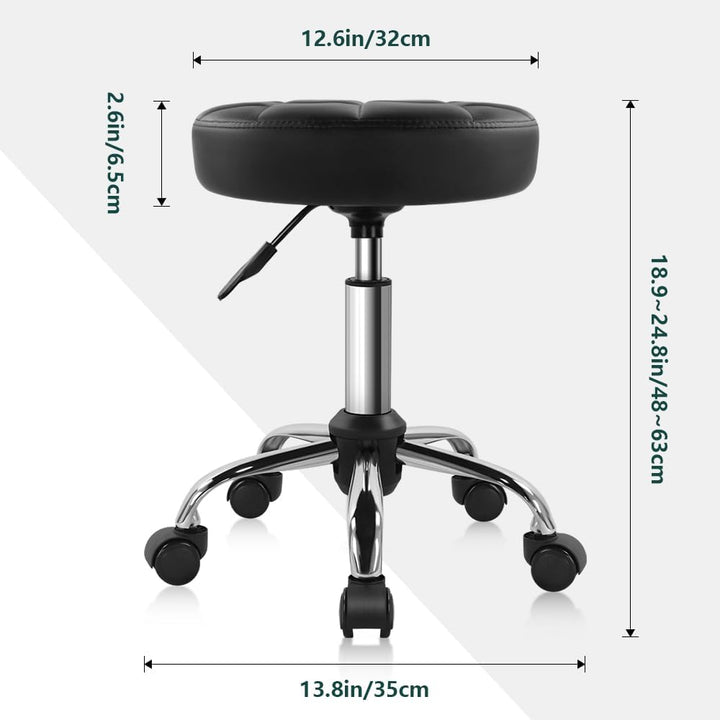 Black Classic Swivel Stool with Wheel for Salon Work Home SPA Shop Height-Adjustable and Cost-Effective Rolling Stool Chair Small