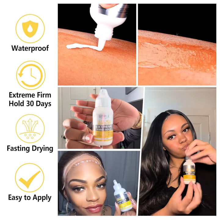Wig Glue for Lace Front Wigs, Waterproof Lace Front Wig Glue for Wigs, Strong Hold Transparent Lace Adhesive for Hair Replacement Invisible Hair Bonding Wig Adhesive(1.28 Fl Oz)