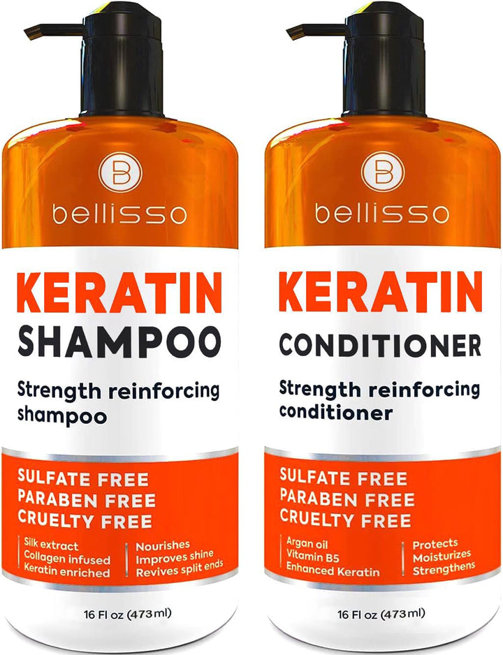 Biotin Shampoo and Conditioner Set - Sulfate and Paraben Free Treatment for Men and Women - Hair Thickening Volumizing Products to Help Boost Thinning Hair with Added Keratin