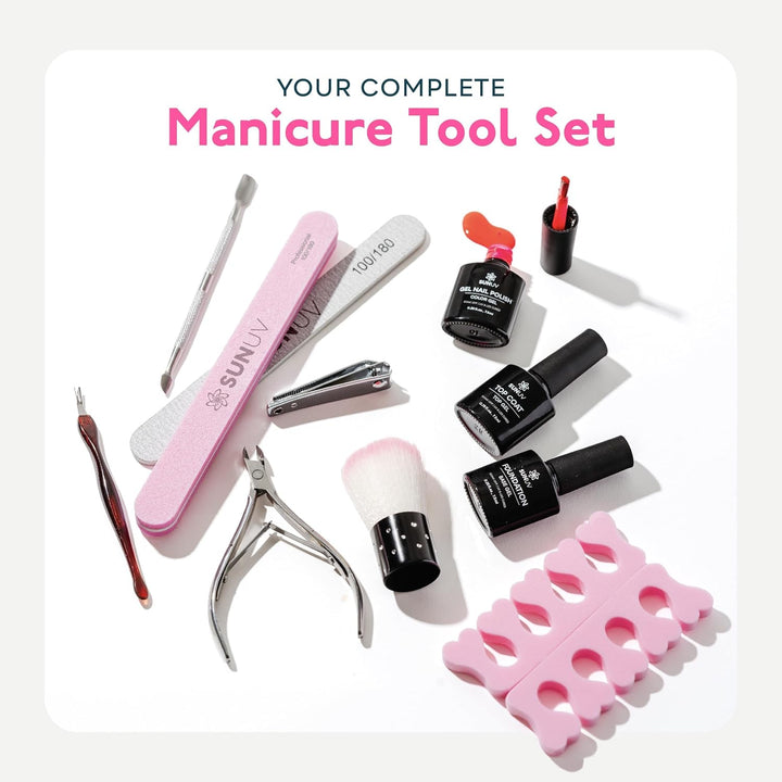 Gel Nail Polish Kit with UV Light for Nails SUN2C 16 Colors Gel Polish Sets, Base and Top Coat with 8 PCS Manicure Tools Gift for Women