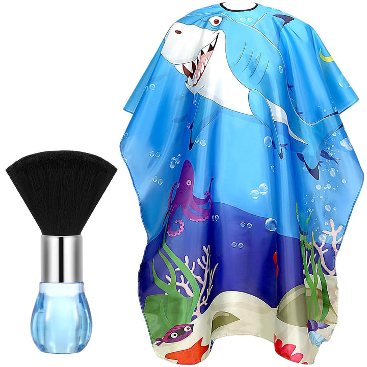 Kids Hair Cutting Cape,Professional Kids Barber Cape and Neck Duster Brush Cartoon Hairdresser Apron with Adjustable Closure for Children Salon Barber Supplies for Kids & Adults 55X39 Inches