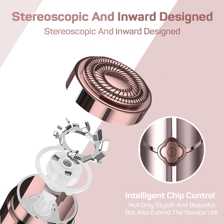 Facial Hair Removal for Women, Electric Painless Rechargeable Facial Hair Remover for Face, Lip, Chin with 2 X Replacement Heads