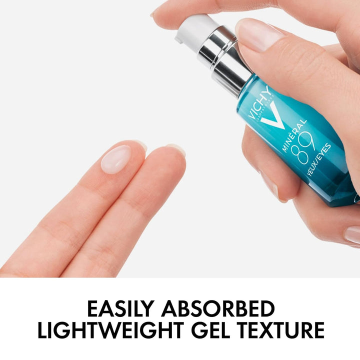 Vichy Mineral 89 Eye Serum, Hyaluronic Acid and Caffeine Cream, under Eye Cream for Dark Circles, Hydrating & Puffiness Reducer, Opthalmologist Tested