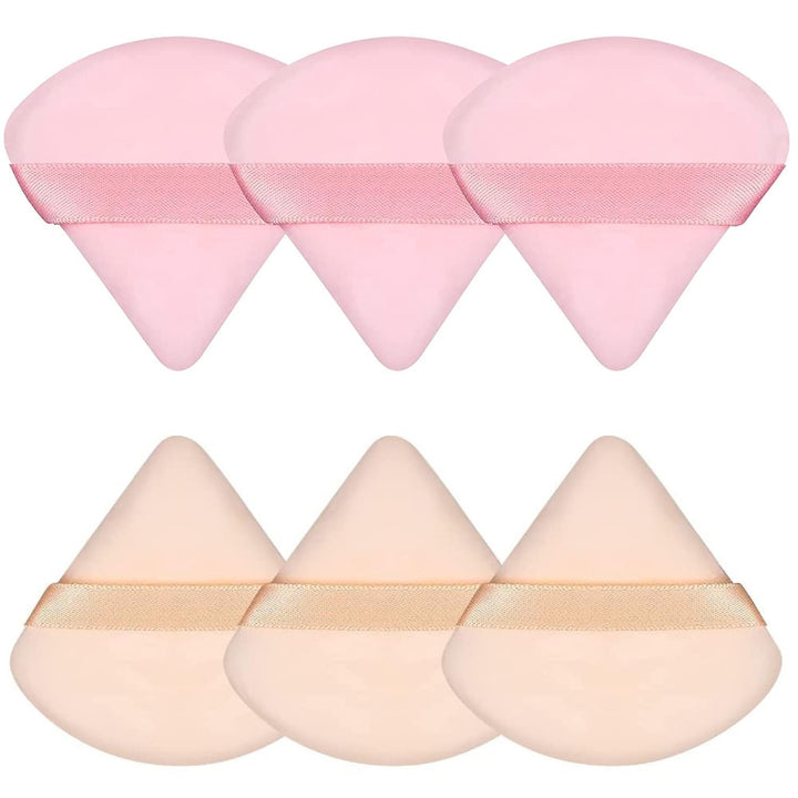 6 Pcs Powder Puff Face Soft Triangle Makeup Puff Velour Makeup Sponge Stocking Stuffers for Loose Powder (Black)