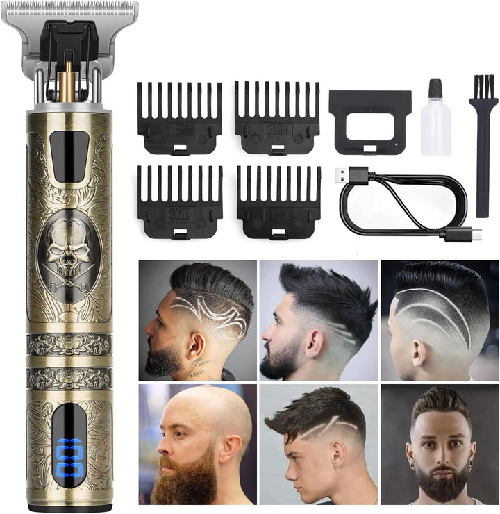 Professional Hair Trimmer for Men, Cordless Rechargeable Beard Trimmer Hair Clippers for Men, Metal Body Cutting Grooming Kit, Beard Shaver Barbershop, Bronze
