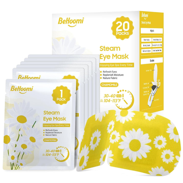 20 Packs Steam Eye Mask, Heated Eye Mask Warm Compress for Eyes, Disposable Self Heating Steam Mask for Home, Sleep, Spa, Travel Essentials & Relaxation Gifts for Women (Lavender)