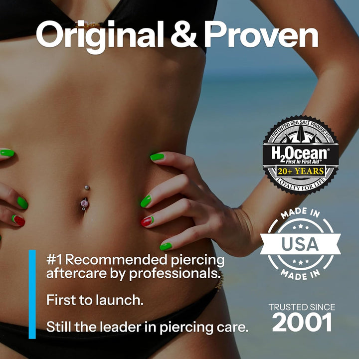 Body Piercing Foam Soap - Organic Sea Salt Aftercare with Aloe Vera, Alcohol-Free, Unscented, Vegan & Gentle Cleansing Tattoo and Piercing Soap for Healing & Moisturizing - 1.7Oz