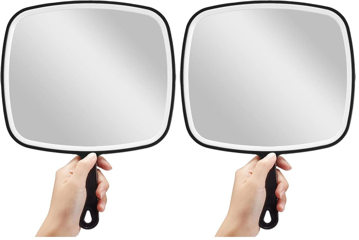 Hand Mirror, Black Handheld Mirror with Handle, 6.6" W X 9.2" L