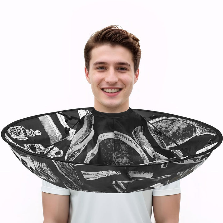 Hair Cutting Cloak Cape, Professional Adjustable Haircut Cape Foldable Umbrella for Adults Kids Home Salon Barber Hairdressing Supplies