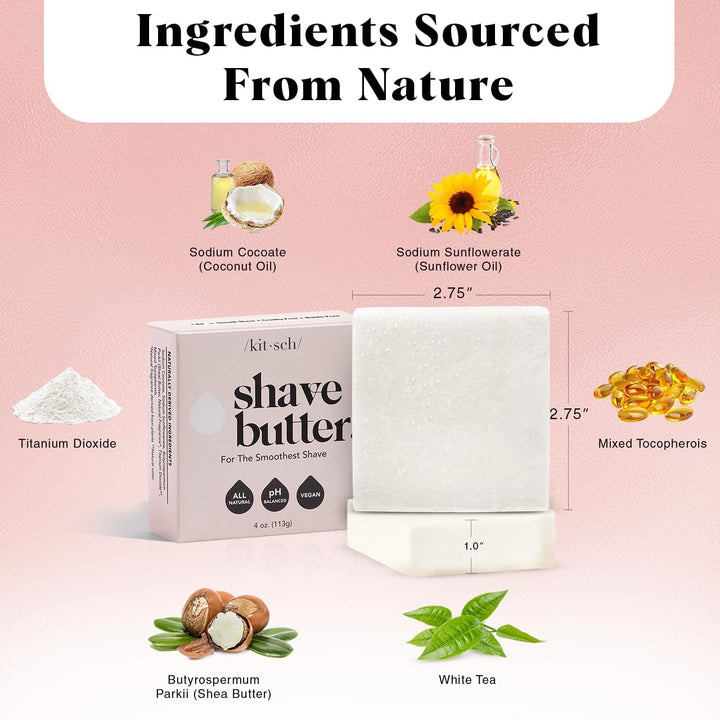 Shaving Soap for Women - Hydrating Shave Butter & Shave Soap Bar - Nourishing Bar Soap for Smooth, Irritation-Free Shave – Paraben, Silicone & Sulfate-Free - Vegan, Made in USA - 4 Oz