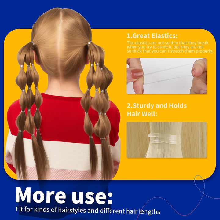 Clear Elastic Hair Bands, 2000Pcs Mini Hair Rubber Bands, Hair Ties, Soft Hair Elastics Ties, 2Mm in Width and 30Mm in Length