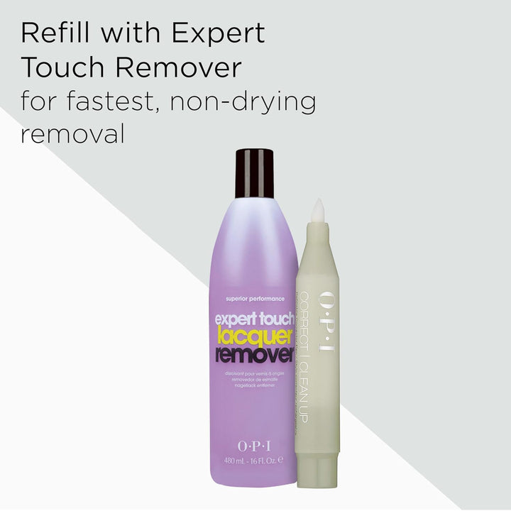 Correct Clean up | Refillable Nail Polish Remover Corrector Pen | Gentle & Non-Drying Formula | Includes Replacement Tip | 0.13 Fl Oz