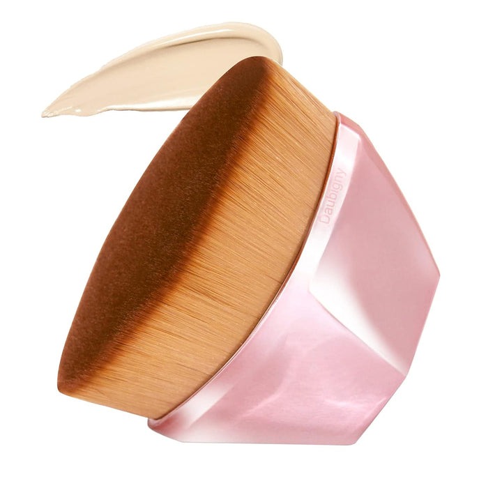 Foundation Makeup Brush Flat Top Kabuki Hexagon Face Blush Liquid Powder Foundation Brush for Blending Liquid, Cream or Flawless Powder Cosmetics with Bonus Protective Case (Black)