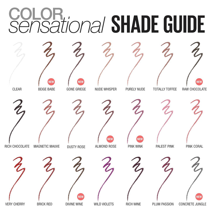 Color Sensational Shaping Lip Liner with Self-Sharpening Tip, Gone Griege, Nude, 1 Count