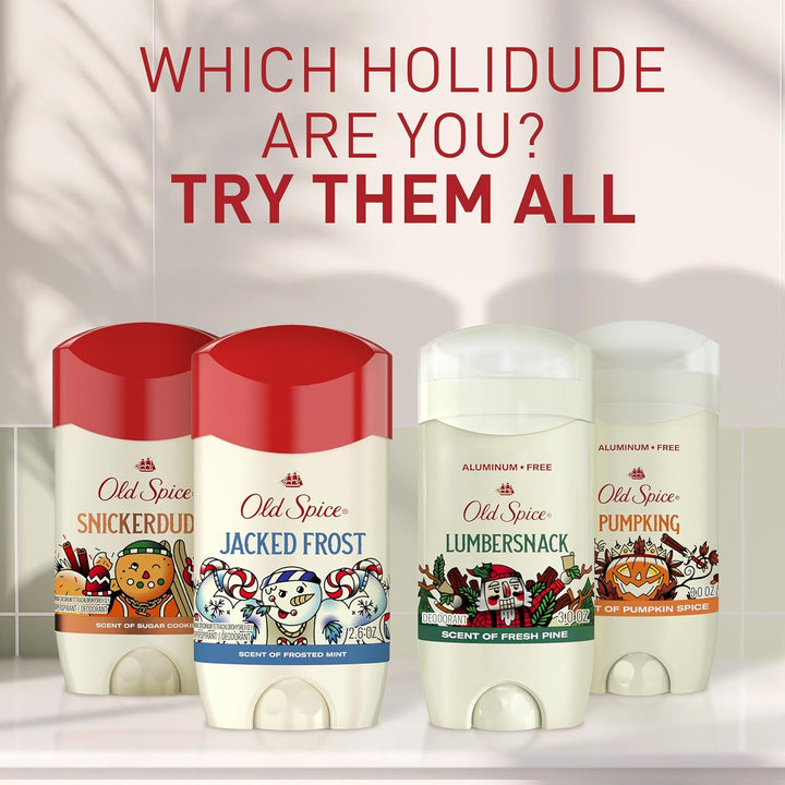 Aluminum Free Deodorant for Men, Holidudes Limited Edition, 24/7 Holiday Freshness, Odor Protection, Stocking Stuffer, Pumpking Pumpkin Spice Scent, 3.0 Oz