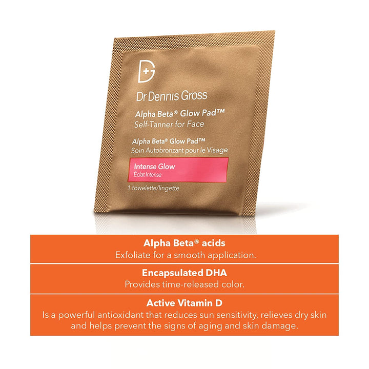 Alpha Beta Glow Pad Self Tanner, Intense Glow for Face: for Dull Skin Lacking Radiance & Glow, (20 Towelettes)
