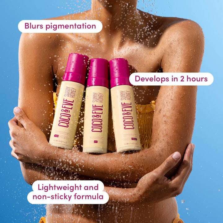 Sunny Honey Bali Bronzing Self Tanner Mousse - (Dark) All Natural Sunless Tanning Mousse | Instant Self Tanning Lotion with Bronzer and Skin Moisturizer (6.7 Fl Oz)