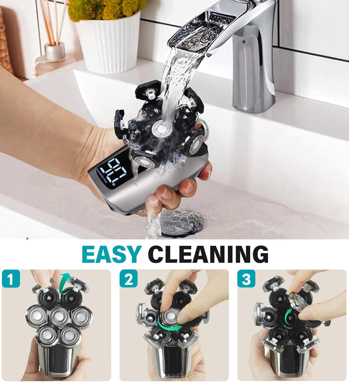 Head Shavers for Bald Men, Upgraded 7D Electric Razor, Cordless Rechargeable, Ipx7 100% Waterproof, Dry & Wet Bald Head Shaver, Beard Grooming Kit with Led Display