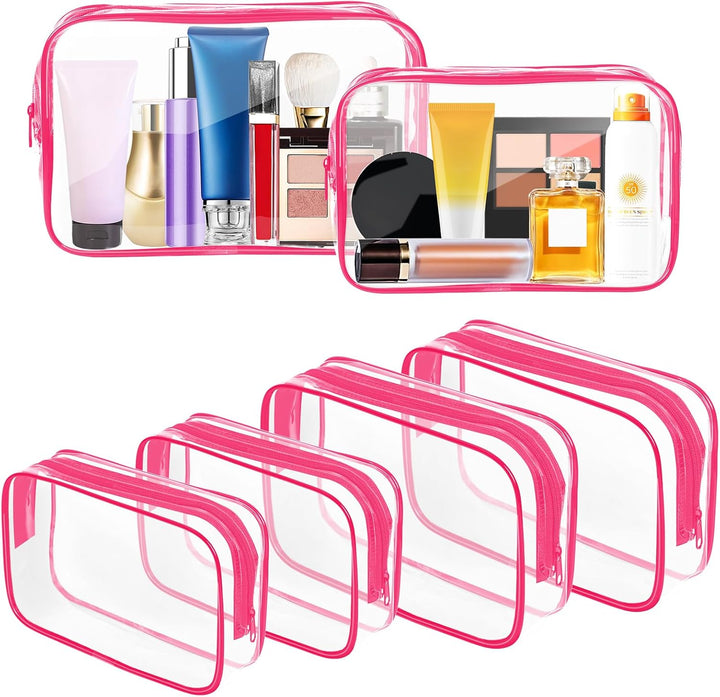 Clear Makeup Bag,Portable Travel Toiletry Bags with Zipper, TSA Approved Clear Organizer Bags, PVC Cosmetic Pouch for Airport Airline Compliant