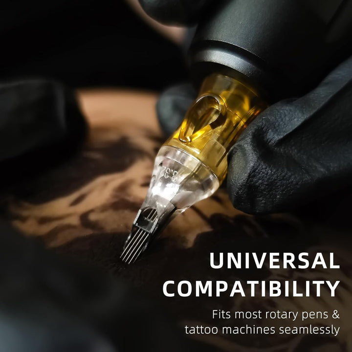 50Pcs Assorted Tattoo Needles #10 5Pcs Each of 5RL, 7RL, 9RL, 11RL, 5RS, 9RS, 15RM, 21RM, 15M1, 21M1 Mixed Size Disposable Tattoo Cartridge Needle Pro Sterilization and Safety for Tattoo Pen